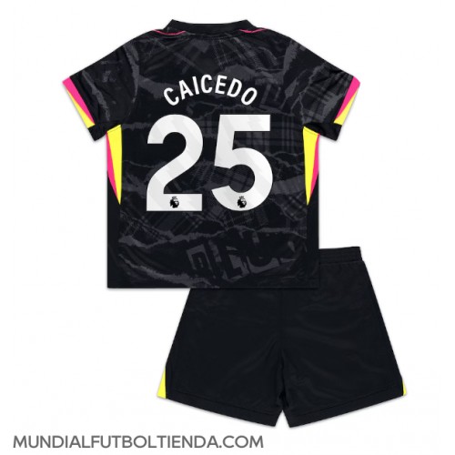 Camiseta Chelsea Moises Caicedo #25 Tercera Equipación Replica 2024-25 para niños mangas cortas (+ Pantalones cortos)